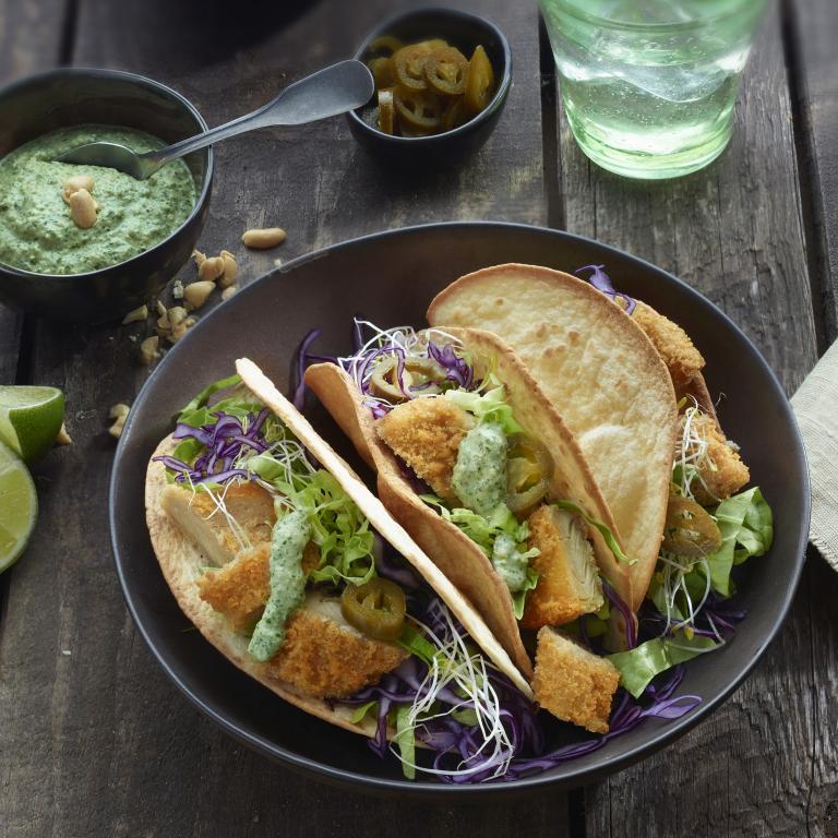 Sensational Breaded Chicken Tender Tacos with Lime Sauce